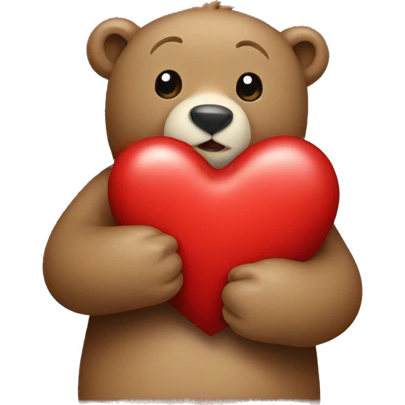 Bear hugging a heart emoji