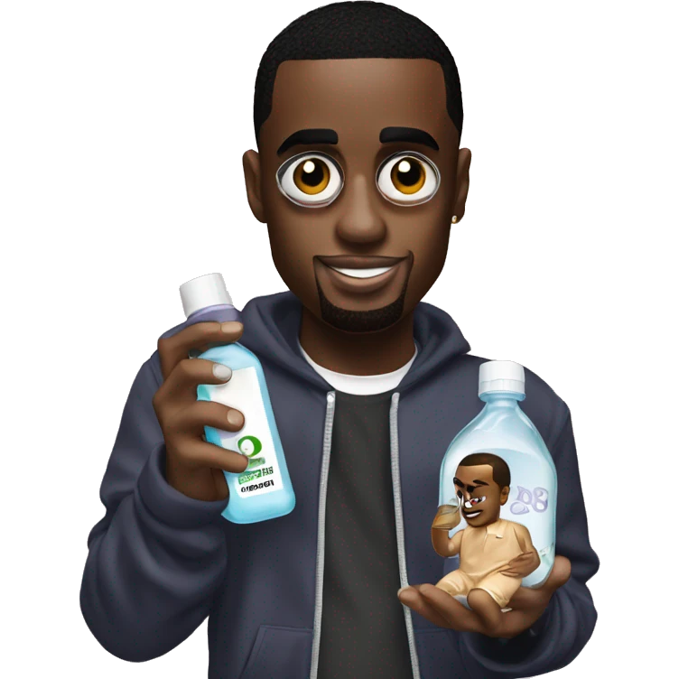 p diddy with justin bieber holding baby oil emoji