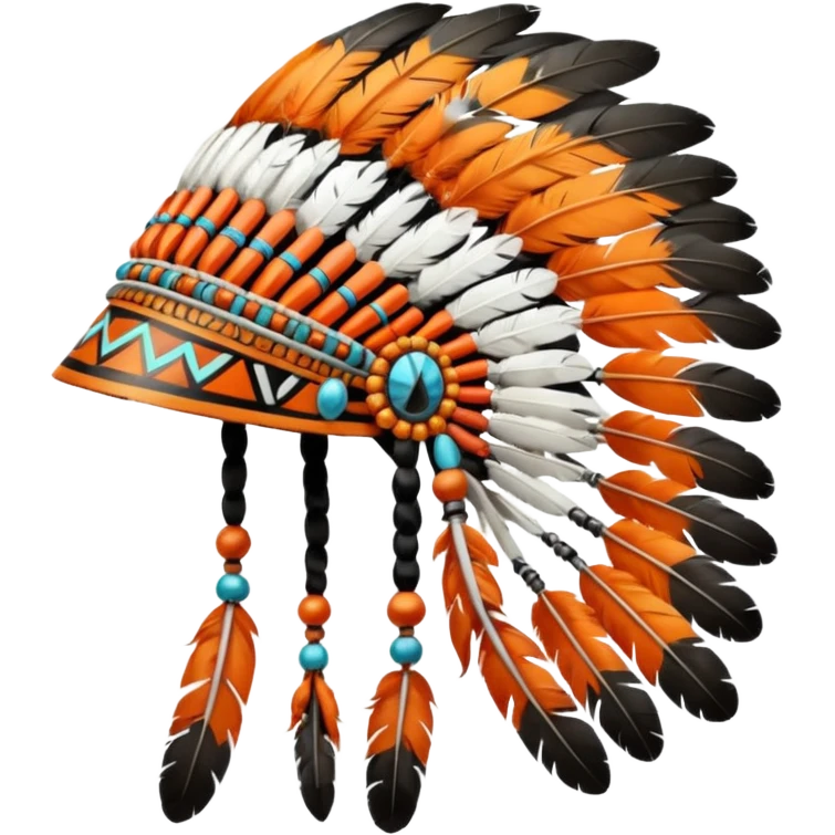 Orange black and white Native American head dress emoji