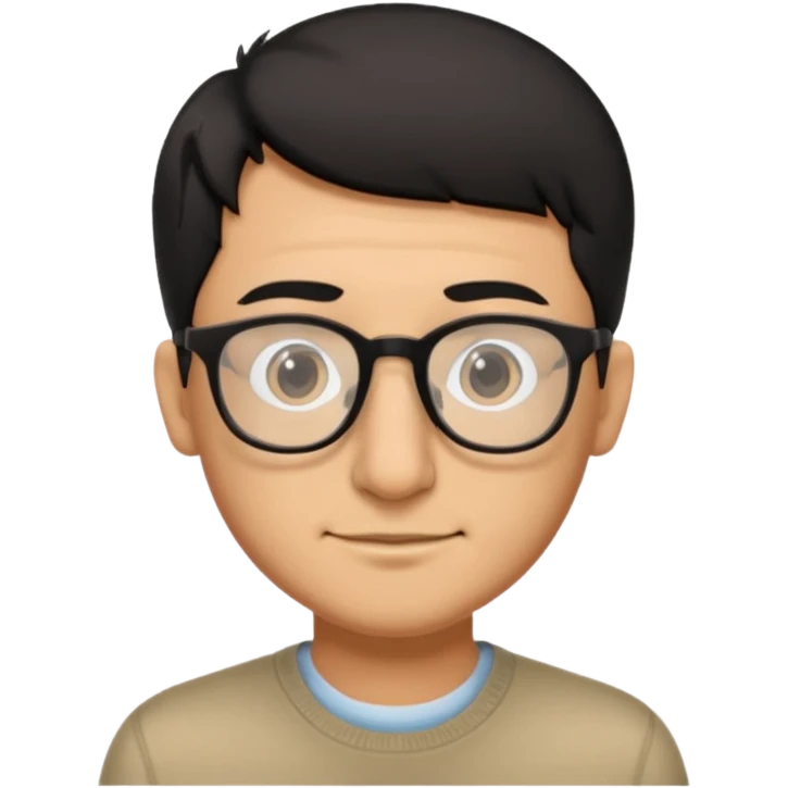 Emoli hombre con lentes poco cabello negro y nariz grande emoji