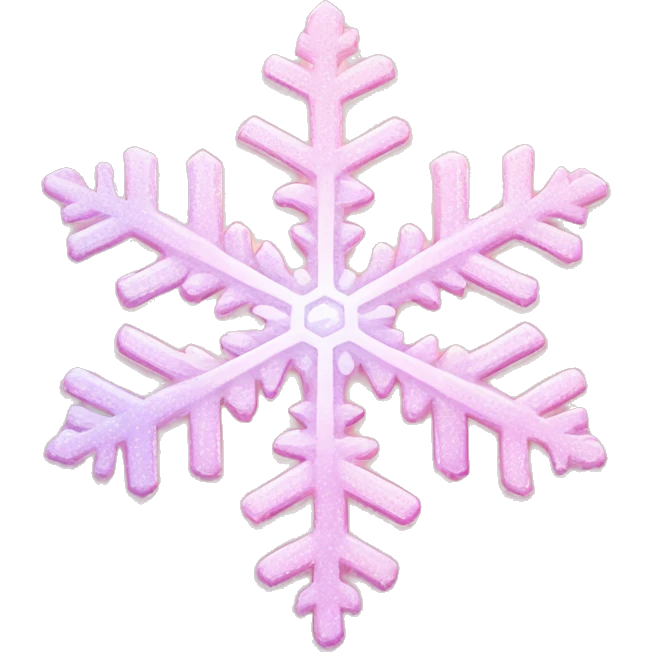 Pastel Pink Snowflake "A delicate pastel pink snowflake with glowing edges, shimmering glittery patterns, and a soft magical light surrounding it." emoji