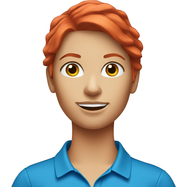 a female golf coach with red hair and blue shirt emoji