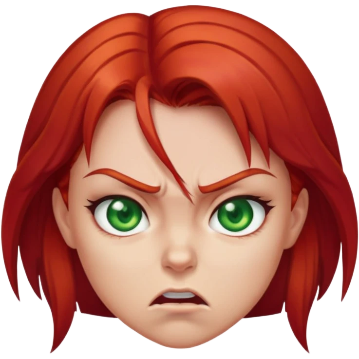 Angry girl with red hair and green eyes emoji