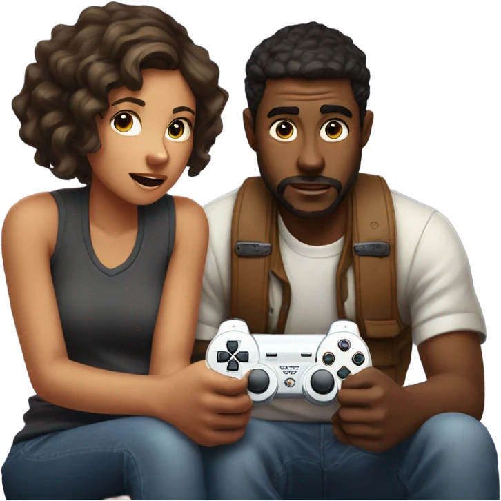 Boyfriend and girlfriend playing PlayStation  emoji