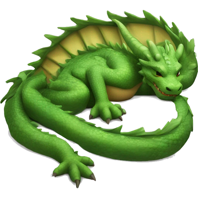 realistic chinese earth dragon curled up sleeping, eyes closed, laying down emoji