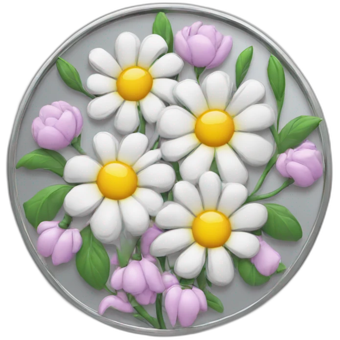 Blooming flowers wrapped around silver metal  emoji