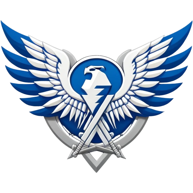 Wings of Freedom logo from Attack on Titan, overlapping blue and white wings, Survey Corps emblem emoji