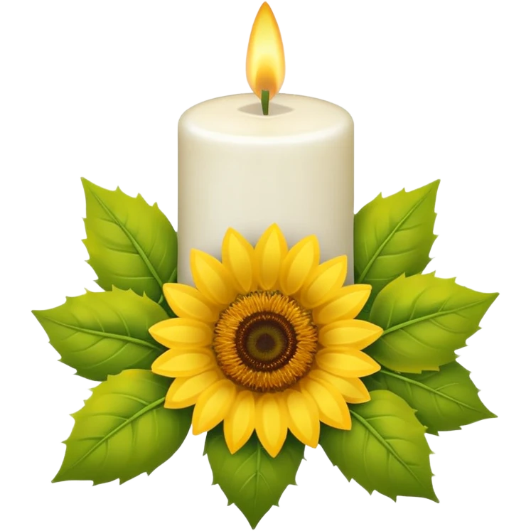 white candle with a sunflower bow emoji