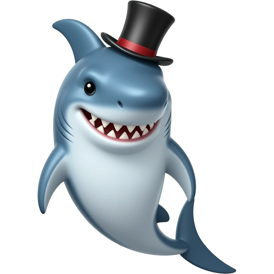 Shark with a top hat emoji