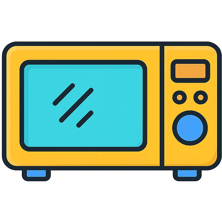 microwave icon, color outline style, subtle shading, modern look emoji