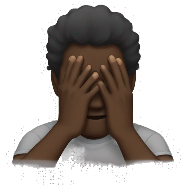 Blak man covering face with hands emoji