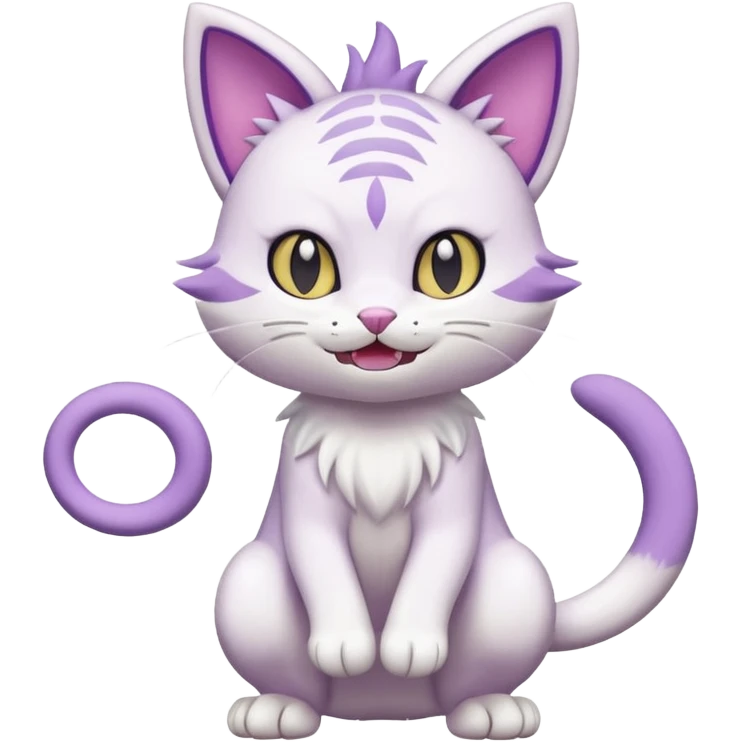 Delcatty-Purrloin-Meowth-Gatomon-fusion, full body emoji