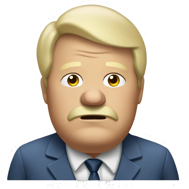 Tired Old obese blonde man making a speach emoji