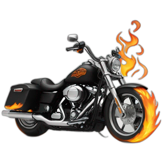 Harley Davidson with flames emoji