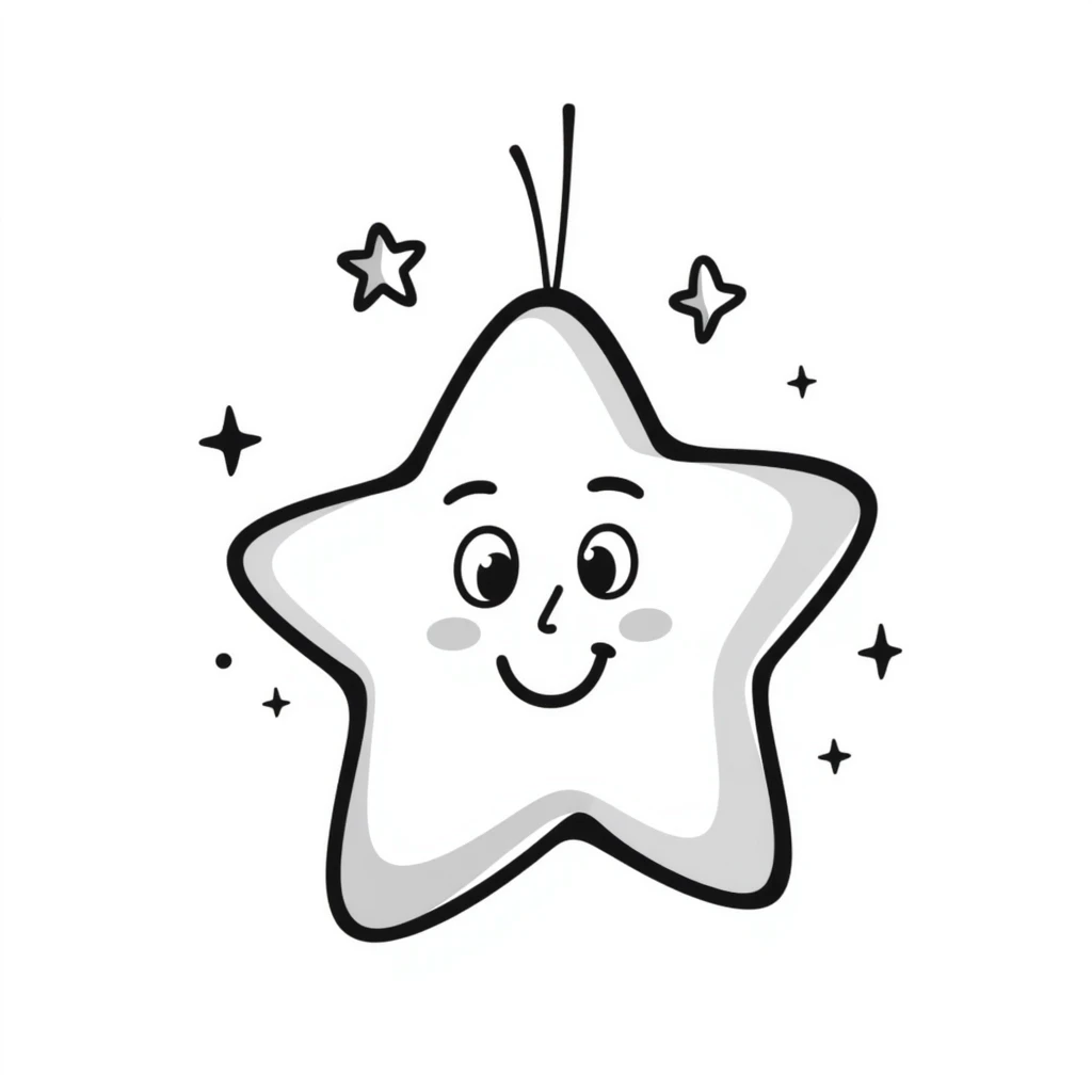 hand drawn doodle star with swirls and sparkles emoji