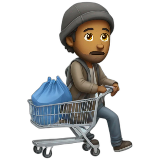 Homeless man with trolley emoji