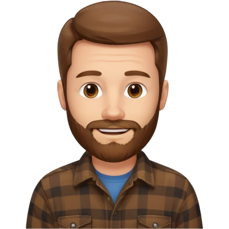 Chico blanco,barba, pelo castaño,camisa franela emoji