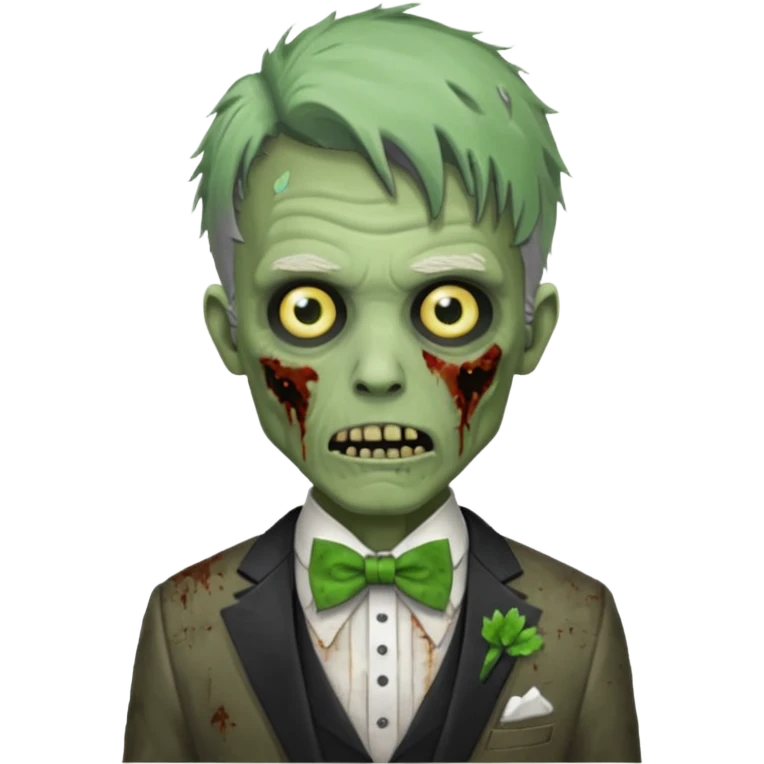 zombie zombie groom with green bow tie emoji