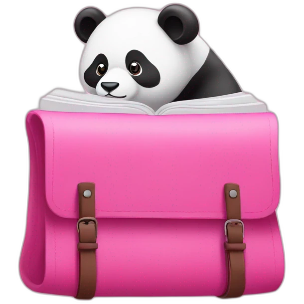 Books color pink with panda and bag emoji