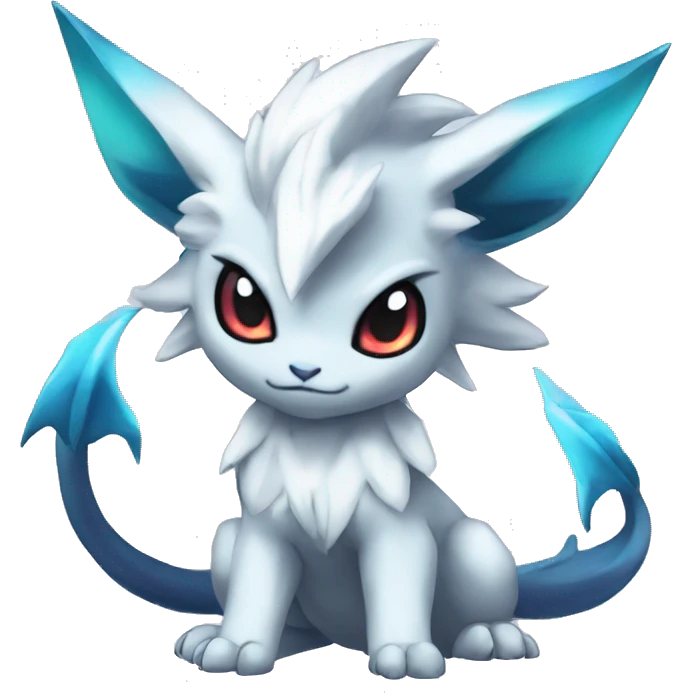 Edgy Cool Kawaii Chibi Baby Absol-Silvally-Vaporeon-Absol-Pokémon Full Body emoji