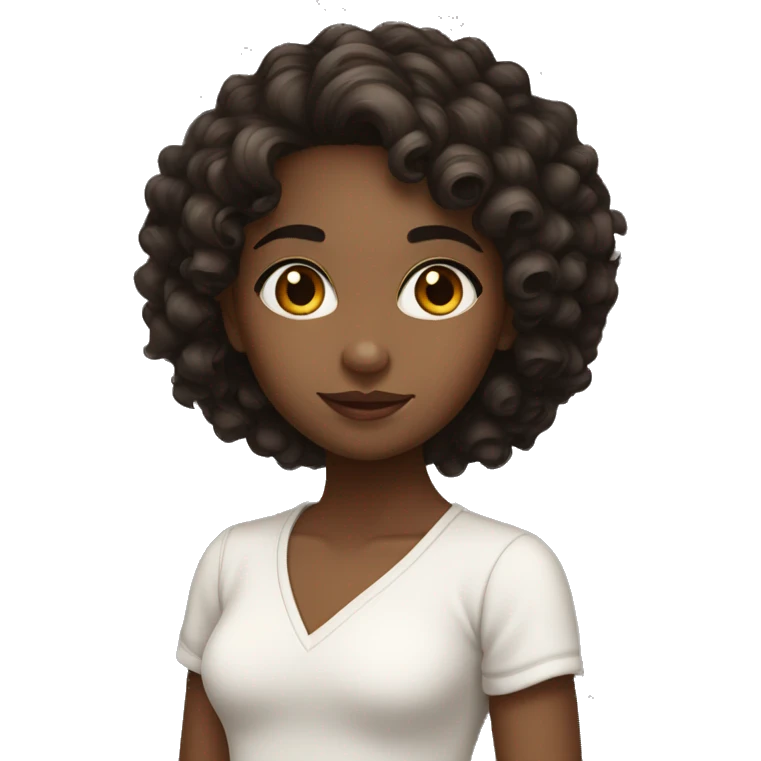 Girl with white skin, curly hair, cuban, dark hair, brown eyes emoji
