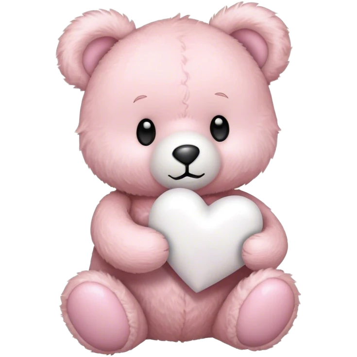 Light pink teddy bear with white heart emoji