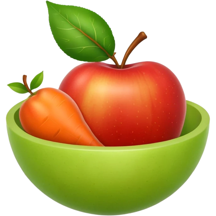 Fruitbowl with apple, pear, orange, carrot emoji
