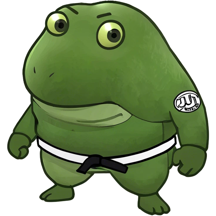 Potato wearing a jiu jitsu gi with a white belt emoji