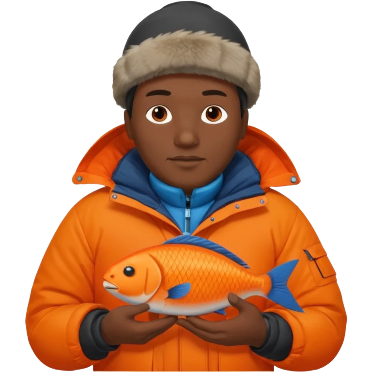 inuit man with orange fish emoji