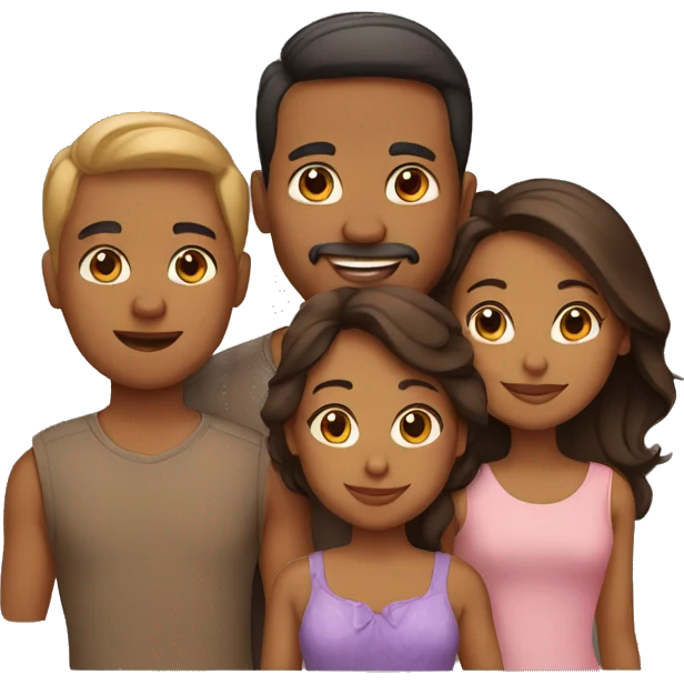 light brown skin family of 4 emoji