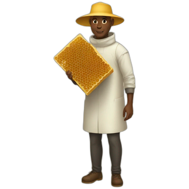 Bald head tall black man beekeeper holding honeycomb full body emoji