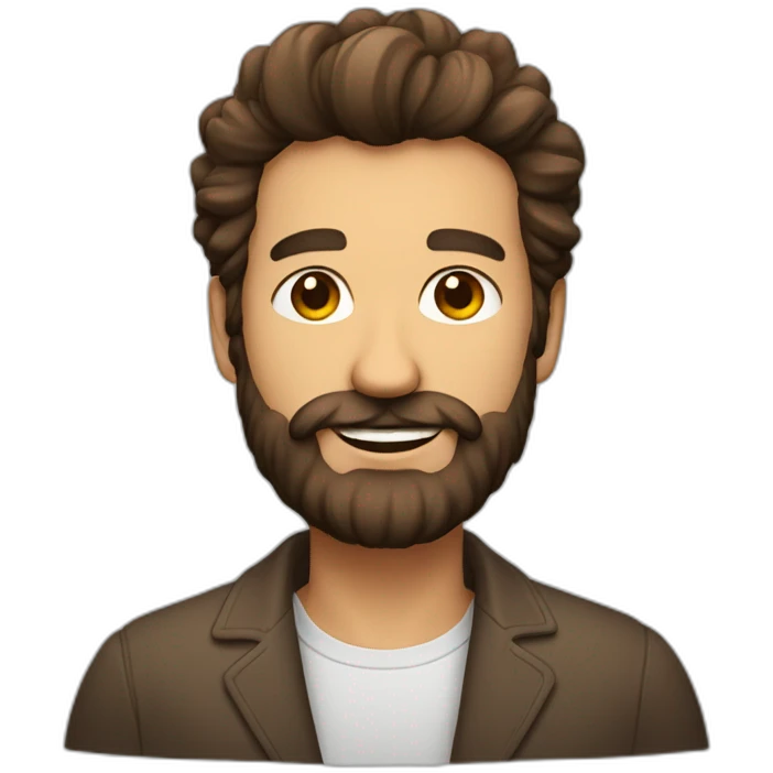 Un homme a barbe avec des cheveux brun emoji