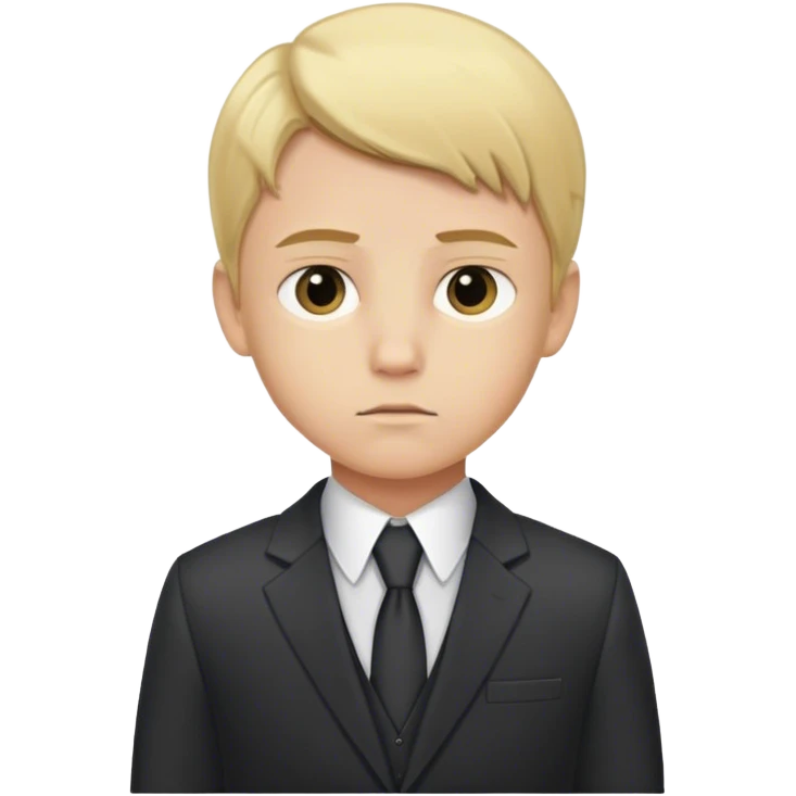 Blond boy in a suit is very serious  emoji