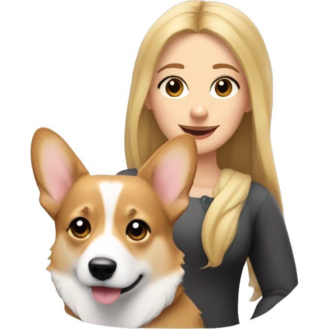 Welsh corgi and blonde girl  emoji