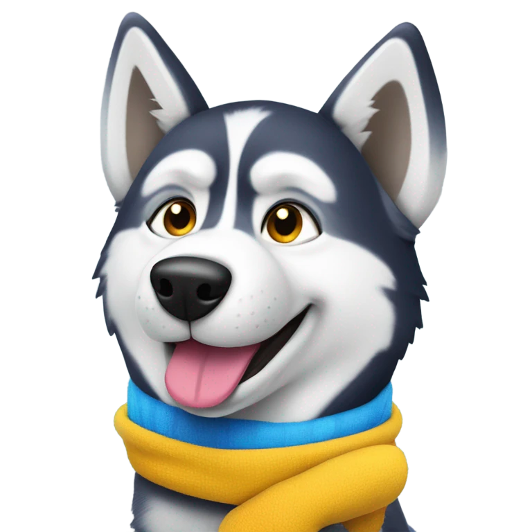Husky wearing gloves emoji
