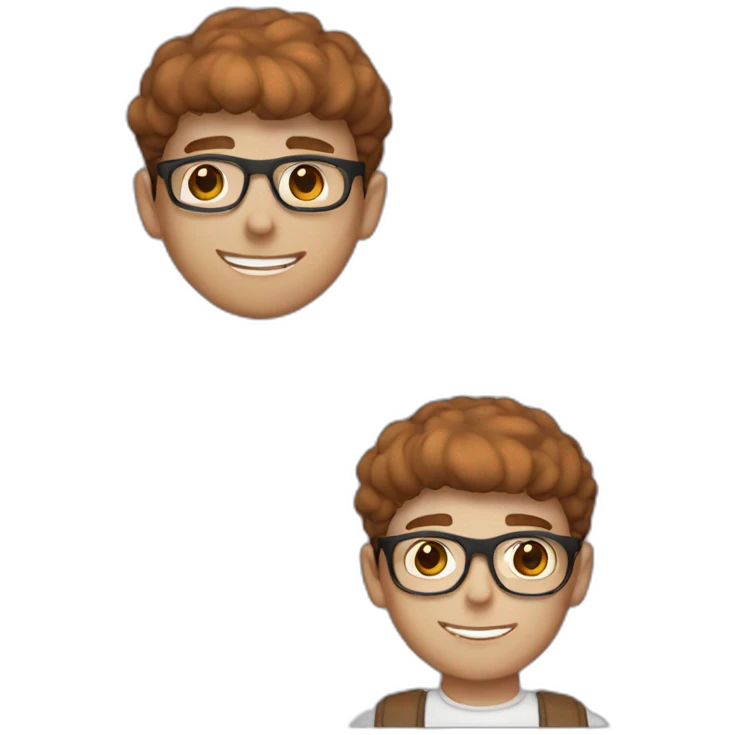 Boy with freckles on his face, cap, white skin tone with cool glasses and urban look, brown eyes, nice smile, mushroom haircut emoji