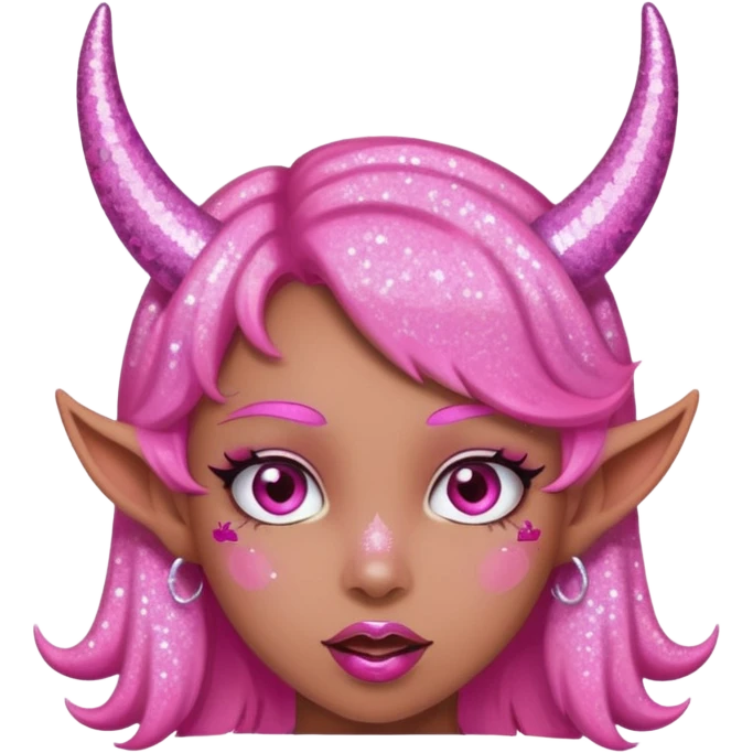 glitter pink girl naughty selfie glitter pink horns emoji