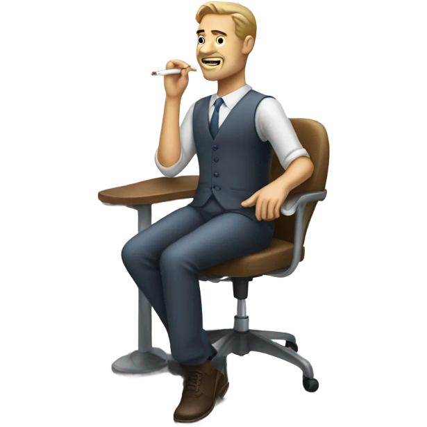 Man sitting in office with cigarette in hand emoji