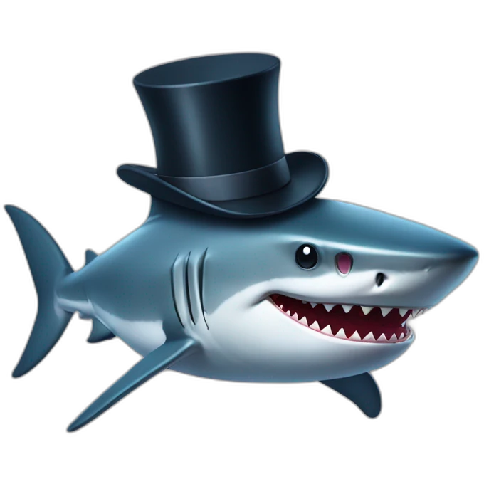 Shark with a top hat emoji