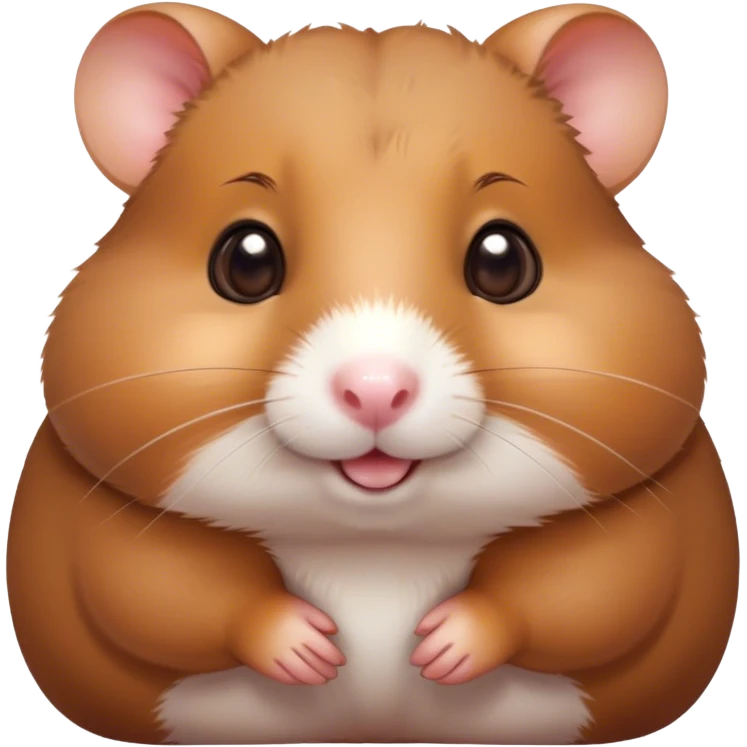 Cinematic Cute Brown Hamster Portrait Emoji, Head tilted playfully and inquisitively, featuring a glossy, rich brown coat with a delicate sheen, round, sparkling dark eyes filled with curiosity, Simplified yet irresistibly adorable features, highly detailed, glowing with a warm, friendly glow, high shine, affectionate and lively, stylized with a touch of whimsy, bright and endearing, soft glowing outline, capturing the essence of a mischievous yet loving hamster, so playful it feels like it could dash out of the screen and into your arms! emoji