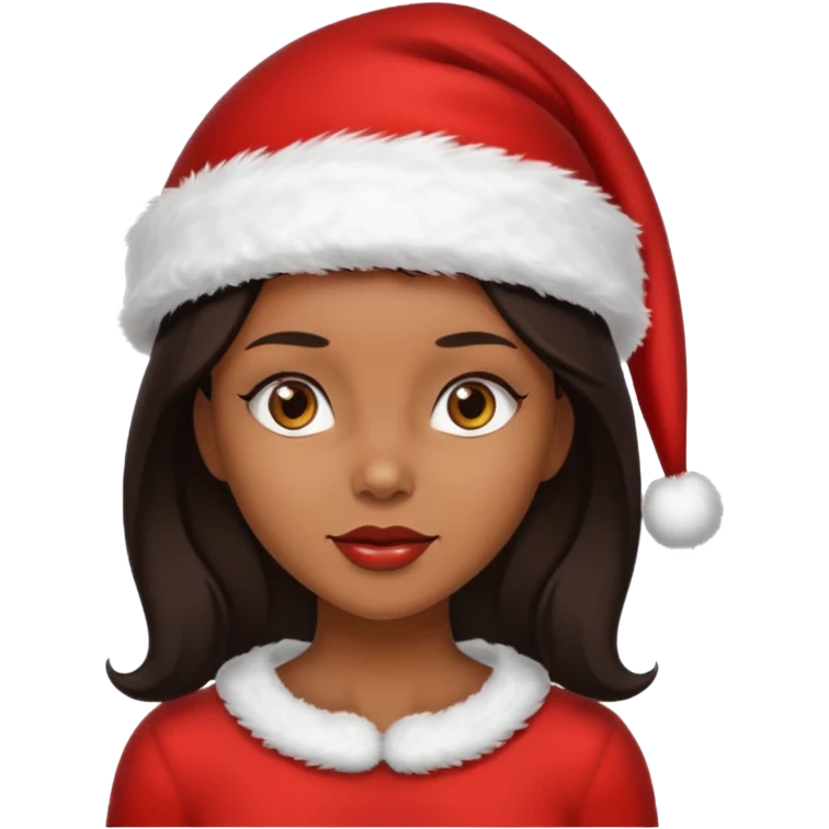 black brunette woman with wearing Santa  emoji