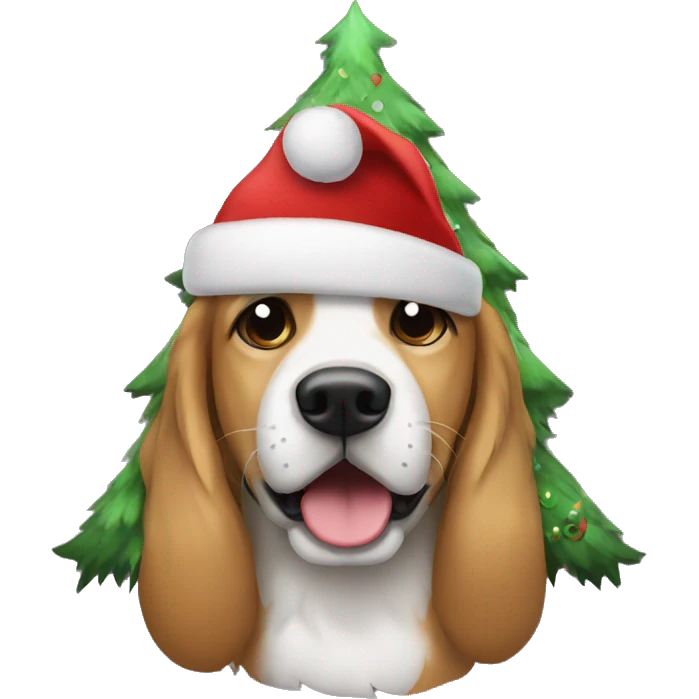 A Christmas tree with a dog on it emoji