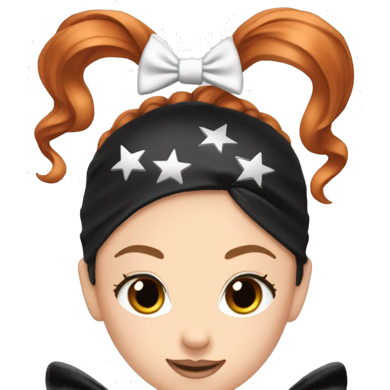 Red hair white girl all star cheer black sparkle uniform high ponytail with a  bow  emoji