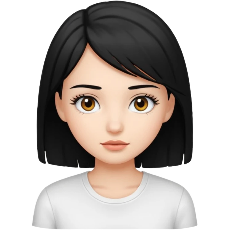 emoji of a black-haired girl showing her eyelashes, no text emoji