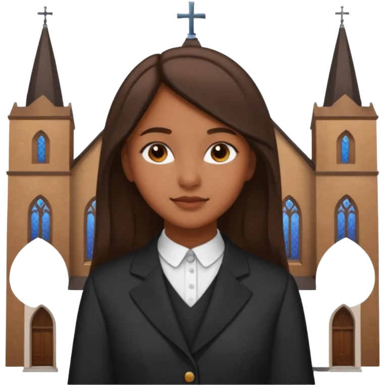 Mujer morena adolescente super elegante con ropa de ir a la iglesia emoji