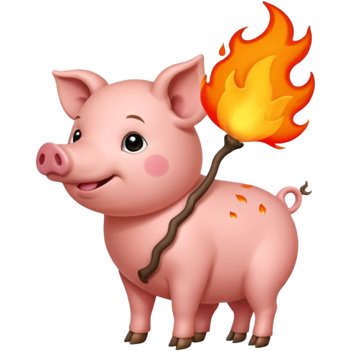 pig holding fire emoji