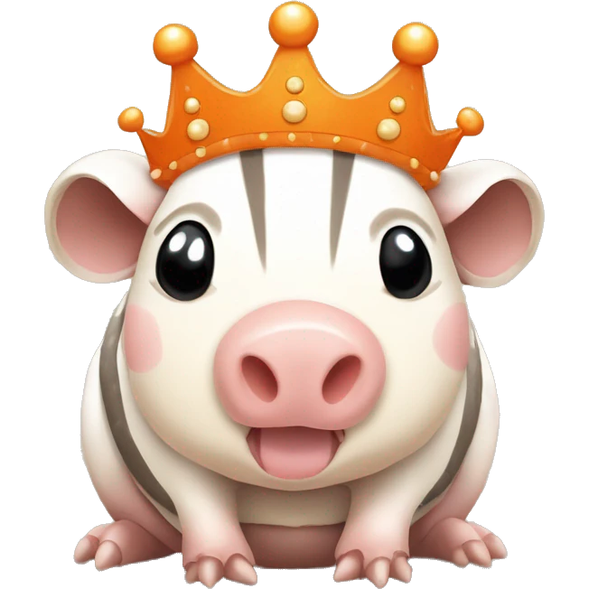 Orange and white piebald chubby round armadillo pig panda centipede armadillo wearing a crown emoji