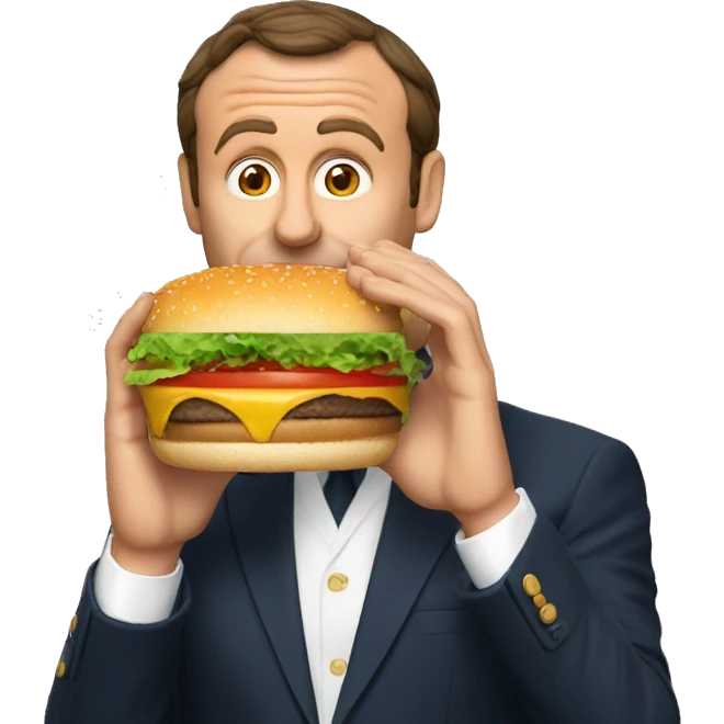 Macron qui mange un burger emoji