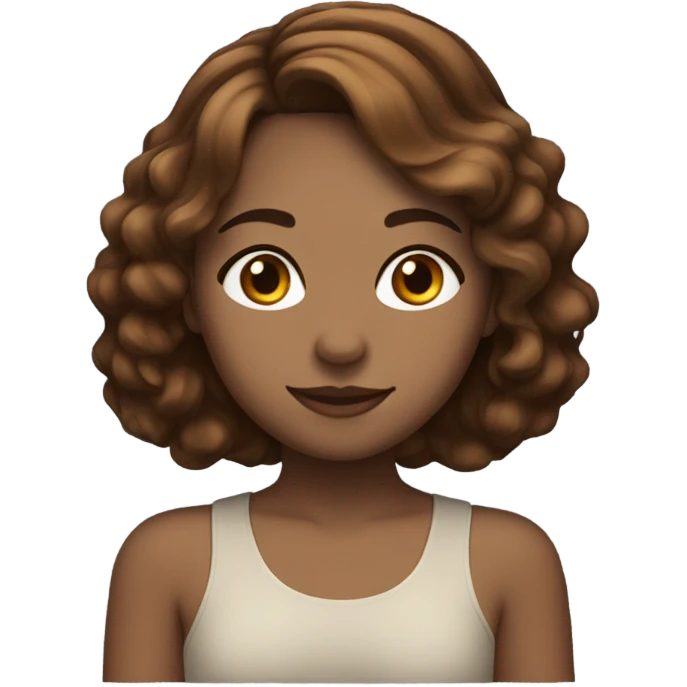 chestnut girl with medium short wavy hair, light brunette emoji