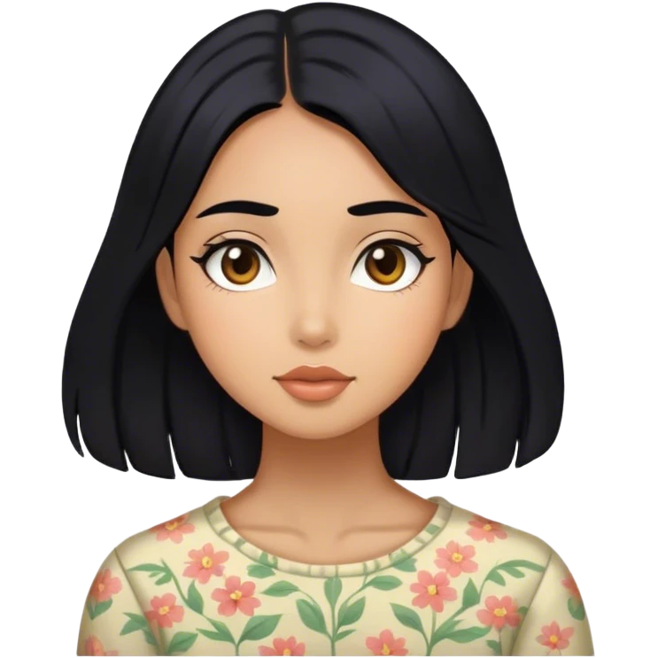 Girl black hair monet emoji